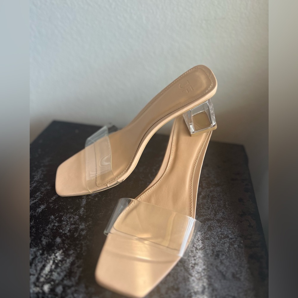 JustFab Clear Transparent Heels | 3.5”  SIZE 9 Excellent Condition